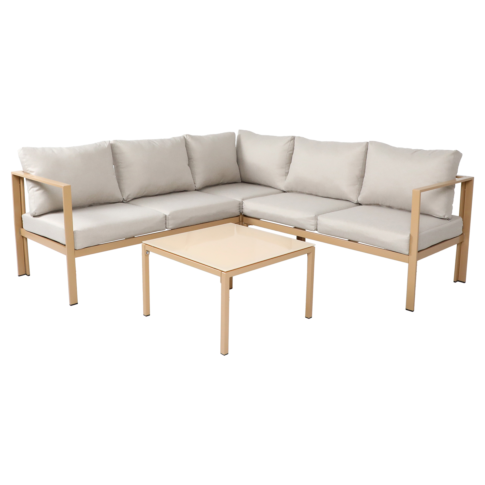 Gartenlounge 4tlg. Outdoor Sofa Set aus verzinktem Stahl Beige SVITA MISSOURI