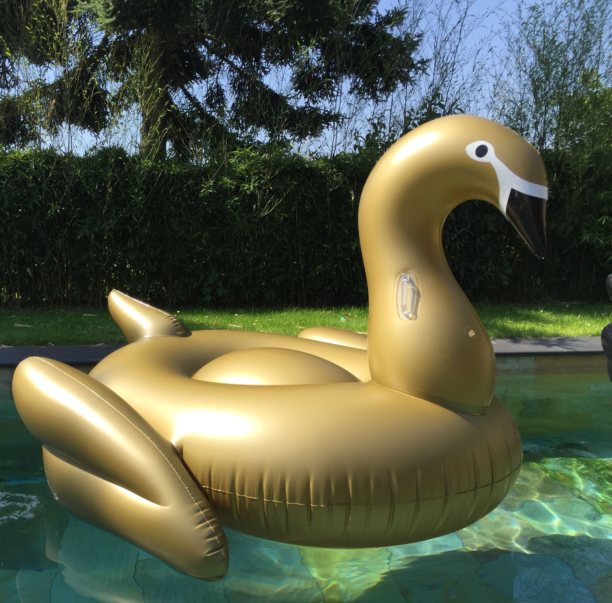 XXL SCHWAN AUFBLASBAR SCHWIMMTIER LUFTMATRATZE BADEINSEL SILBER 183x162x117 265270282264