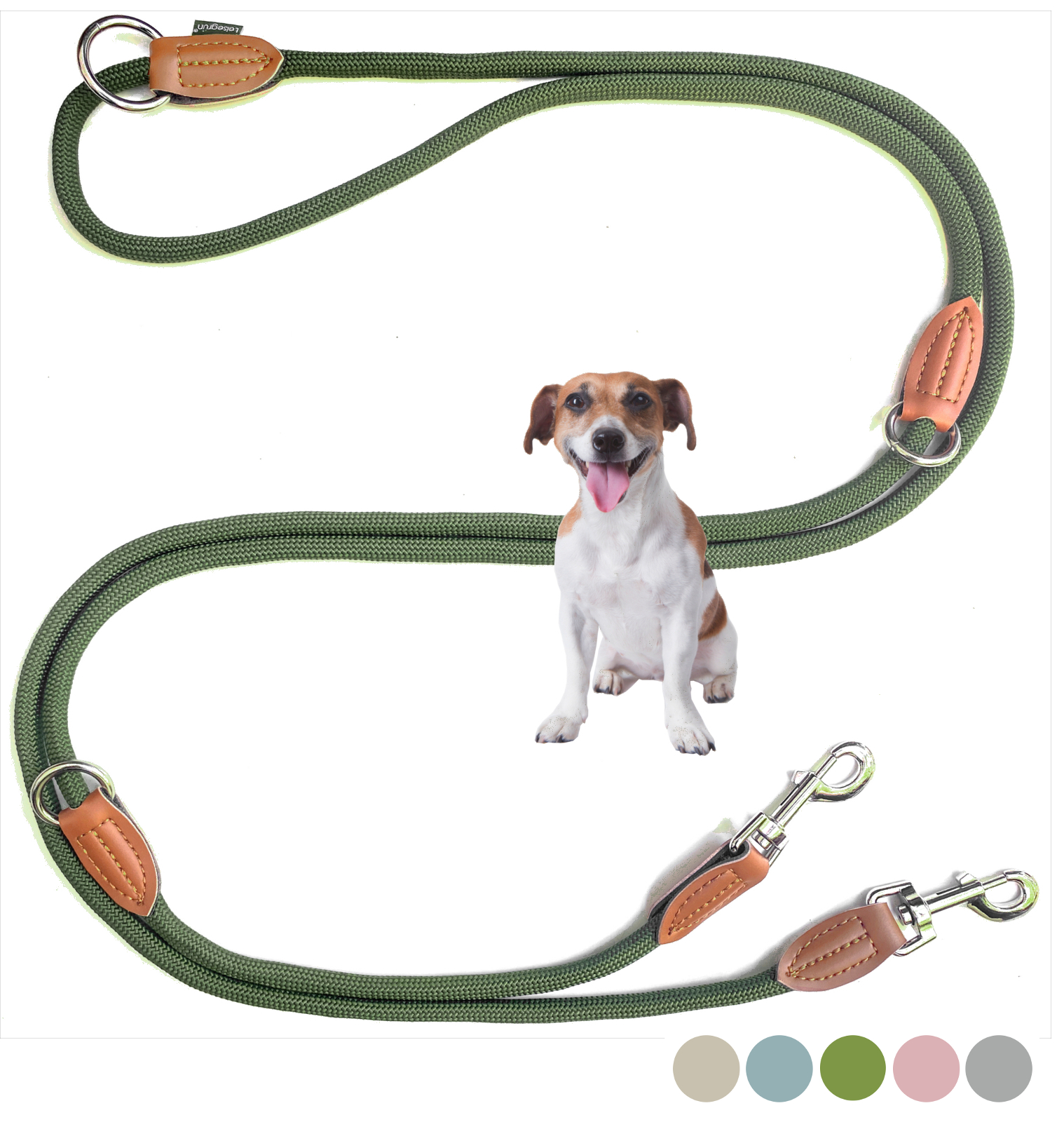hundeleine mit 2 karabinern Verbindungsteil für 2 Hunde an einer Leine - Koppelleine main image 0