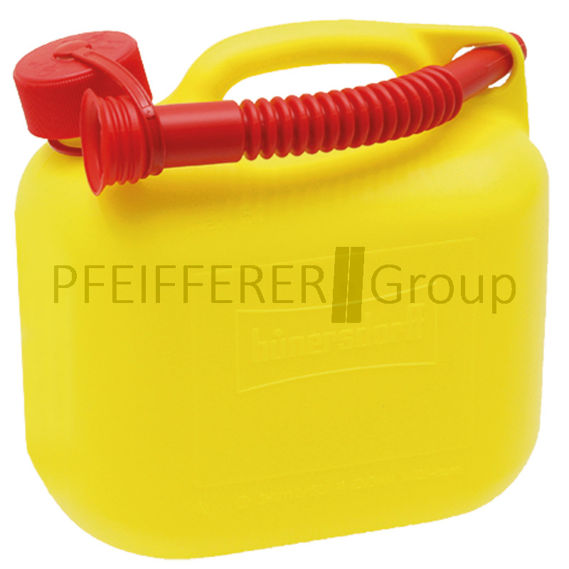 Kraftstoffkanister (UN) 5 Liter HD-PE mit Auslaufrohr gelb | Pfeifferer  Group - eShop