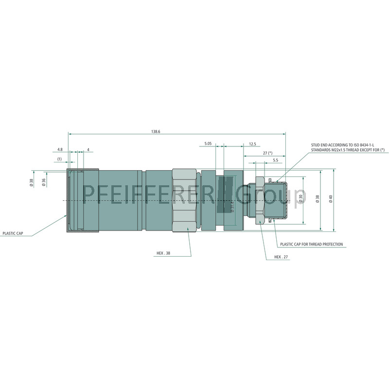 3CFPV087//2615F FASTER Hydraulik Muffe 18L Schott V-Nr