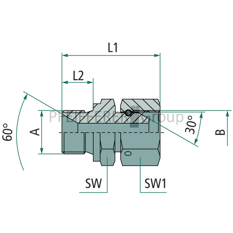 MET x MET GA 26 MET x 26 MET GRANIT metrische Adapter GA