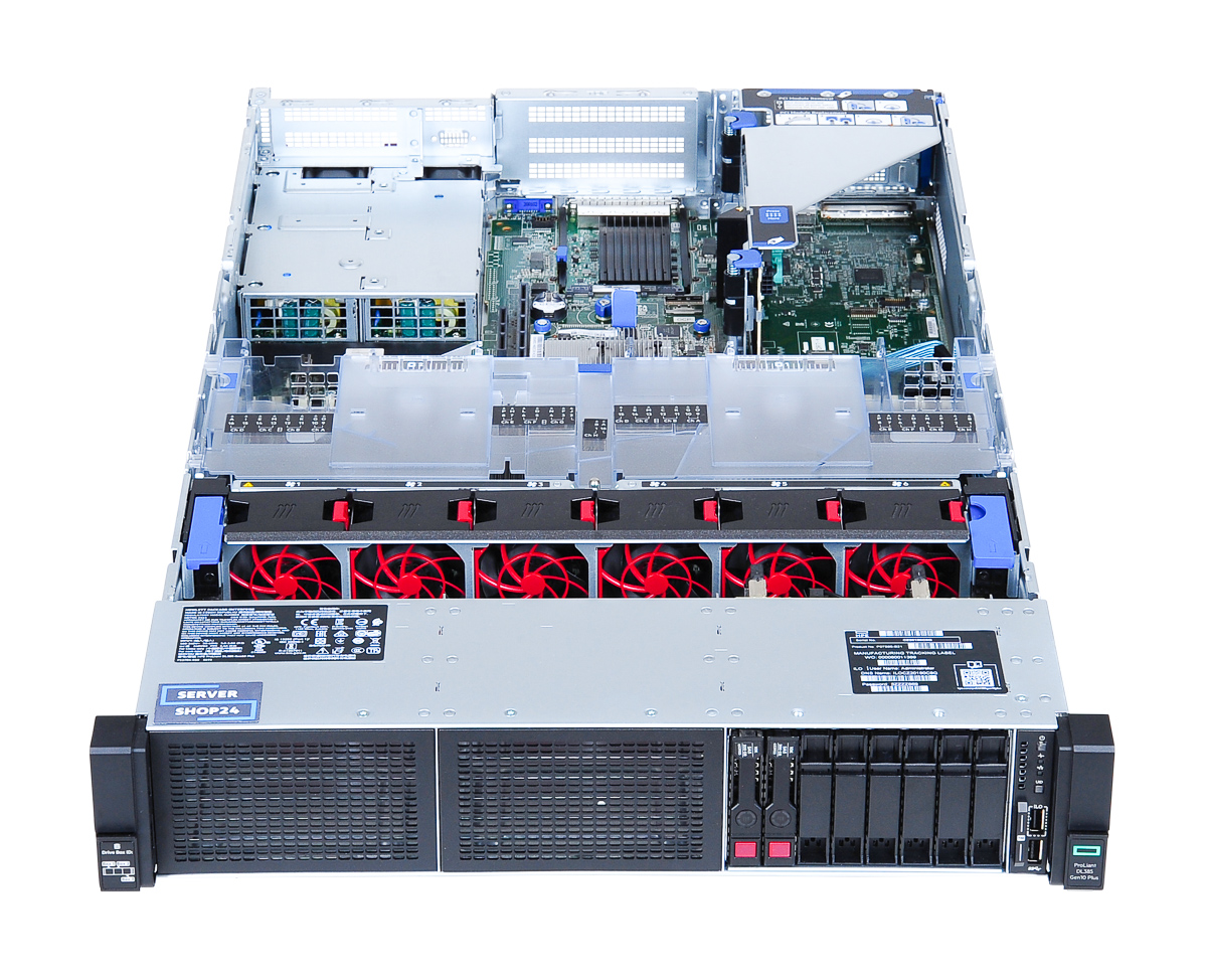 HPE ProLiant DL385 Gen10 Plus geöffnetes Gehäuse Frontansicht