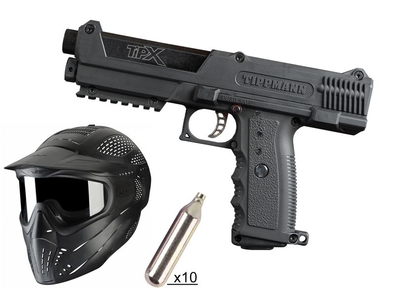 Tippmann TiPX Paintball Pistol .68 Cal black, 10x 12g CO2 Capsules, JT