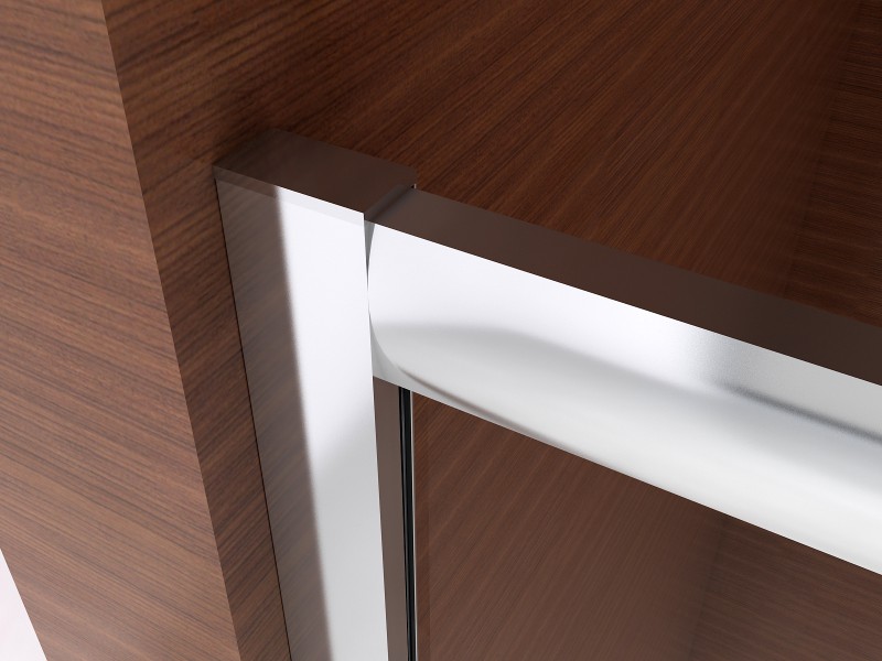 Paroi de douche d´angle,porte coulissante, en verre ...
