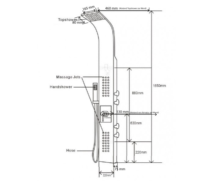 Duschpaneel Edelstahl wei&szlig; Duschsystem mit SEDAL-Thermostat Duschs&auml;ule 8815 – Bild 8