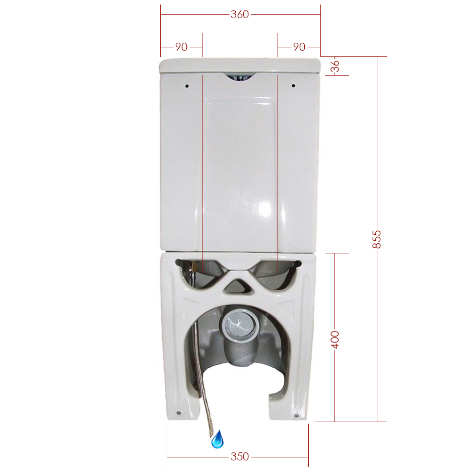 Stand-WC mit Sp&uuml;lkasten CT1088 - Wasseranschluss unten - inkl. Soft-Close-Deckel – Bild 5
