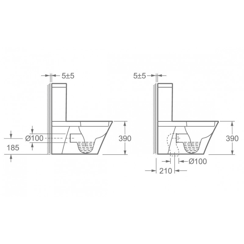Vaso a terra wc monoblocco filo muro ct1099 con sedile soft ... Altezza sanitari sospesi