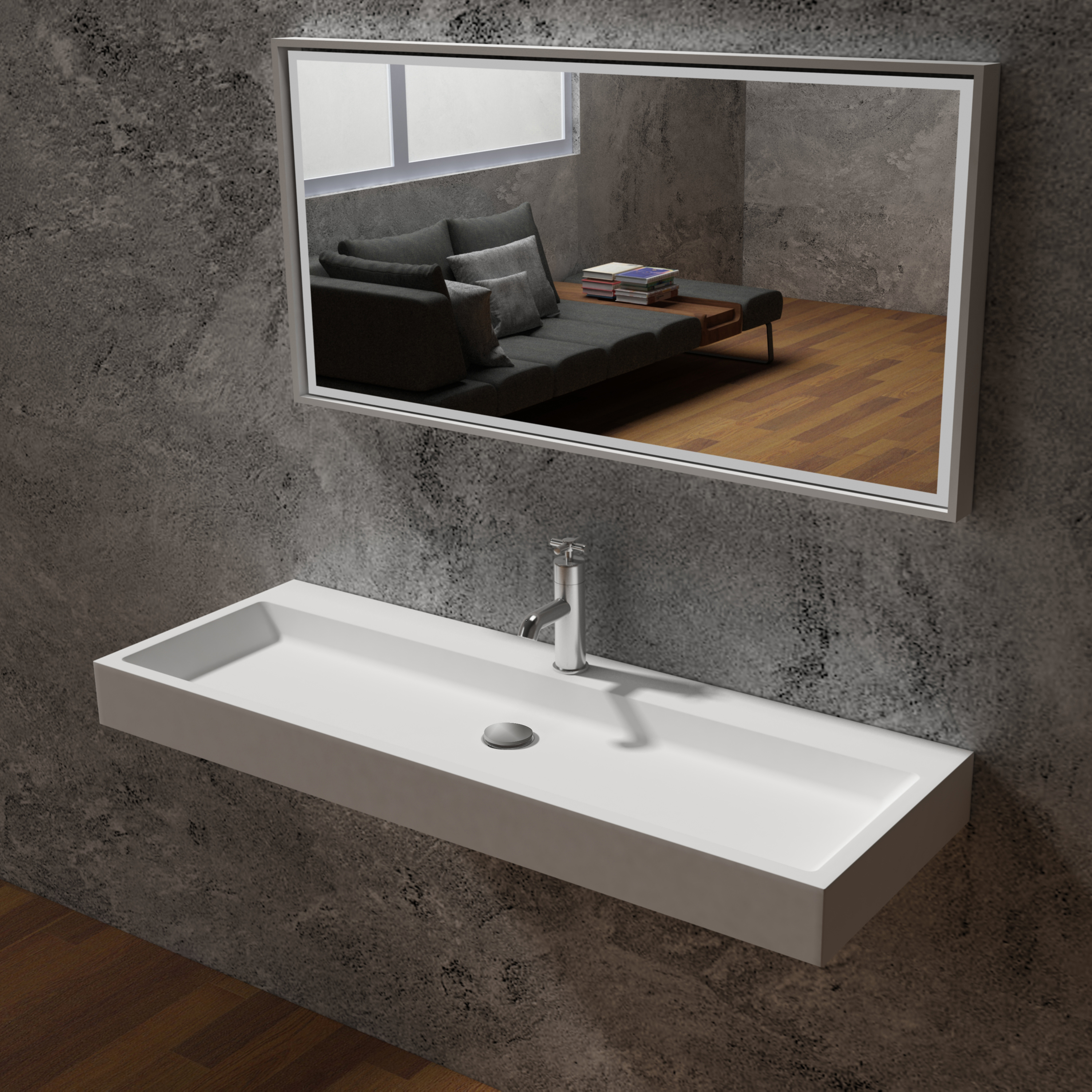 Wall Mounted Or Countertop Washbasin Pb2145 Of Solid Surface