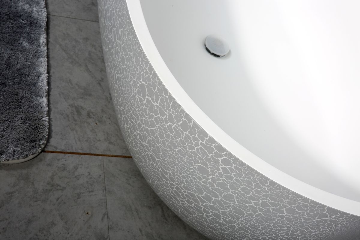 Freistehende Badewanne aus Mineralguss OCEANIA - 170x85cm - Vintage Stil grau matt – Bild 7