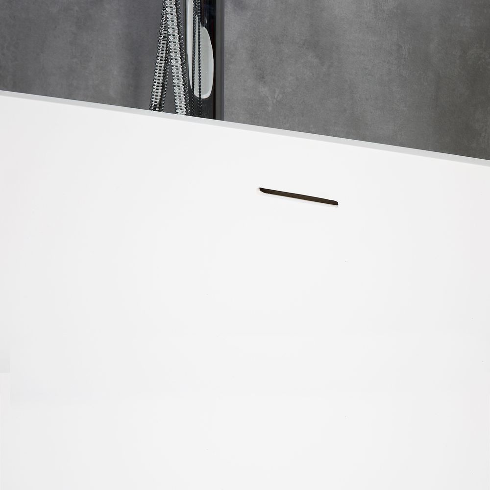 Freistehende Badewanne aus Mineralguss OCEANIA - 170x85cm - Vintage Stil grau matt – Bild 8