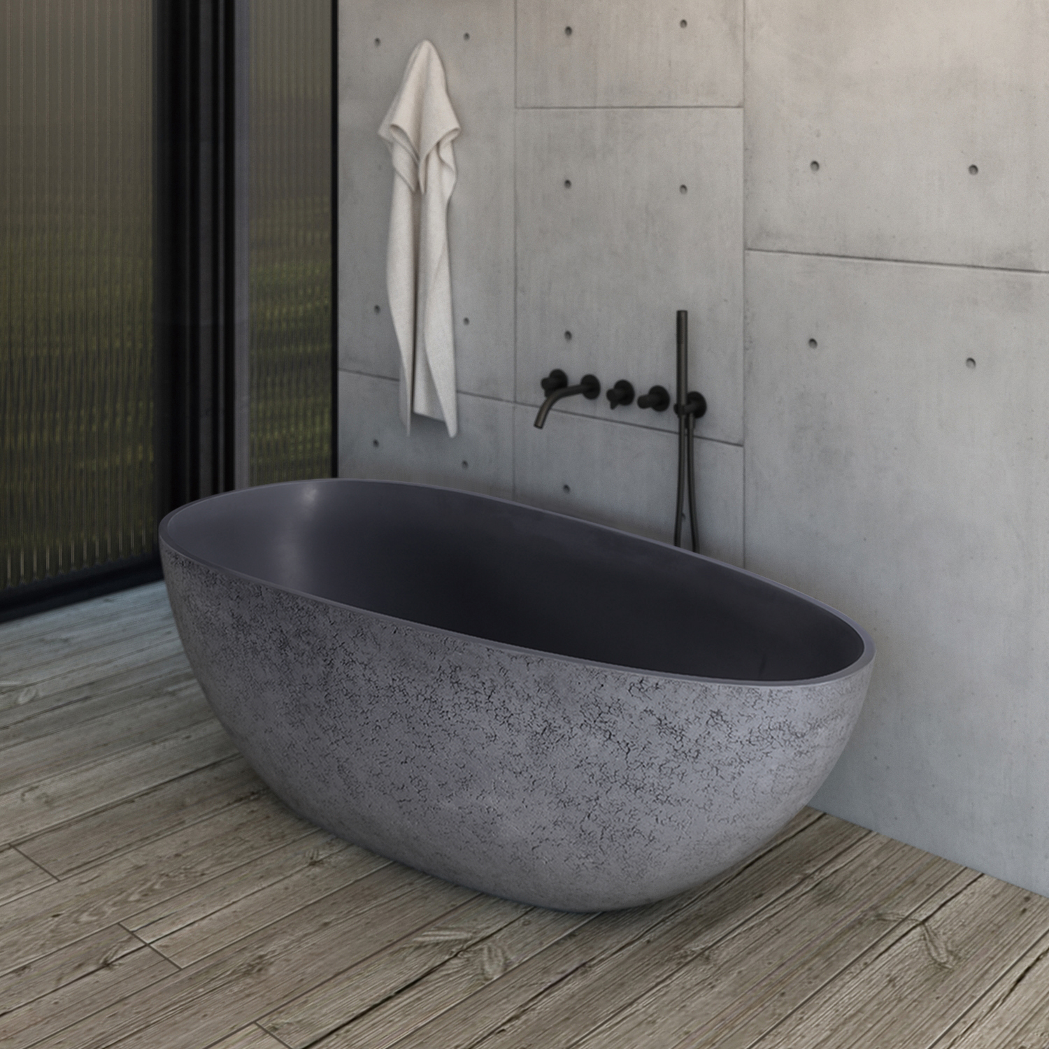 Freistehende Design Badewanne aus Mineralguss VELA in ...