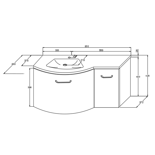Badm&ouml;bel-Set DANA 850 Anthrazit - geschwungene Form – Bild 6