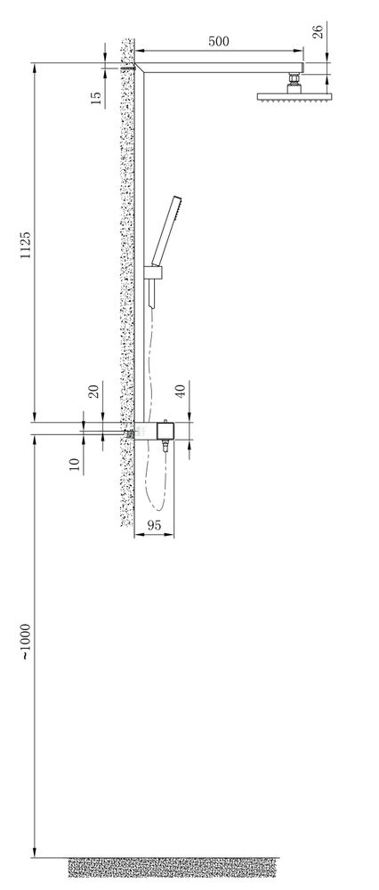 Design Duschs&auml;ule Thermostat NT6705 inkl. Duschschlauch und Handbrause - Auswahl Farbe &amp; Duschkopf eckig – Bild 3