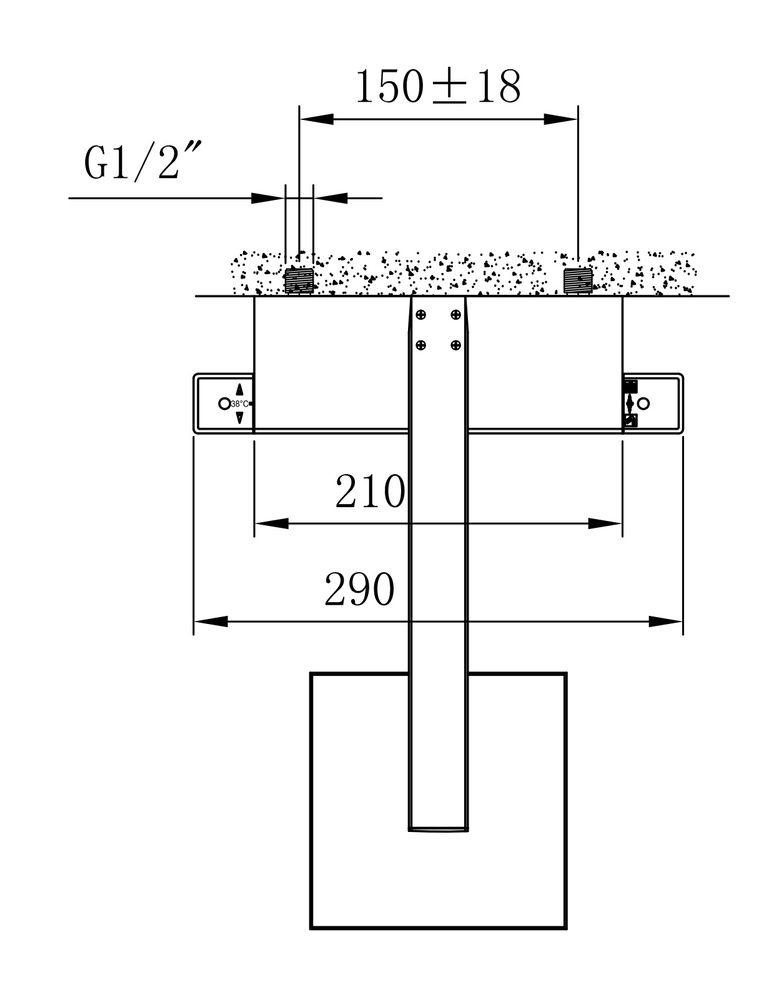 Design Duschs&auml;ule Thermostat NT6705 inkl. Duschschlauch und Handbrause - Auswahl Farbe &amp; Duschkopf eckig – Bild 4