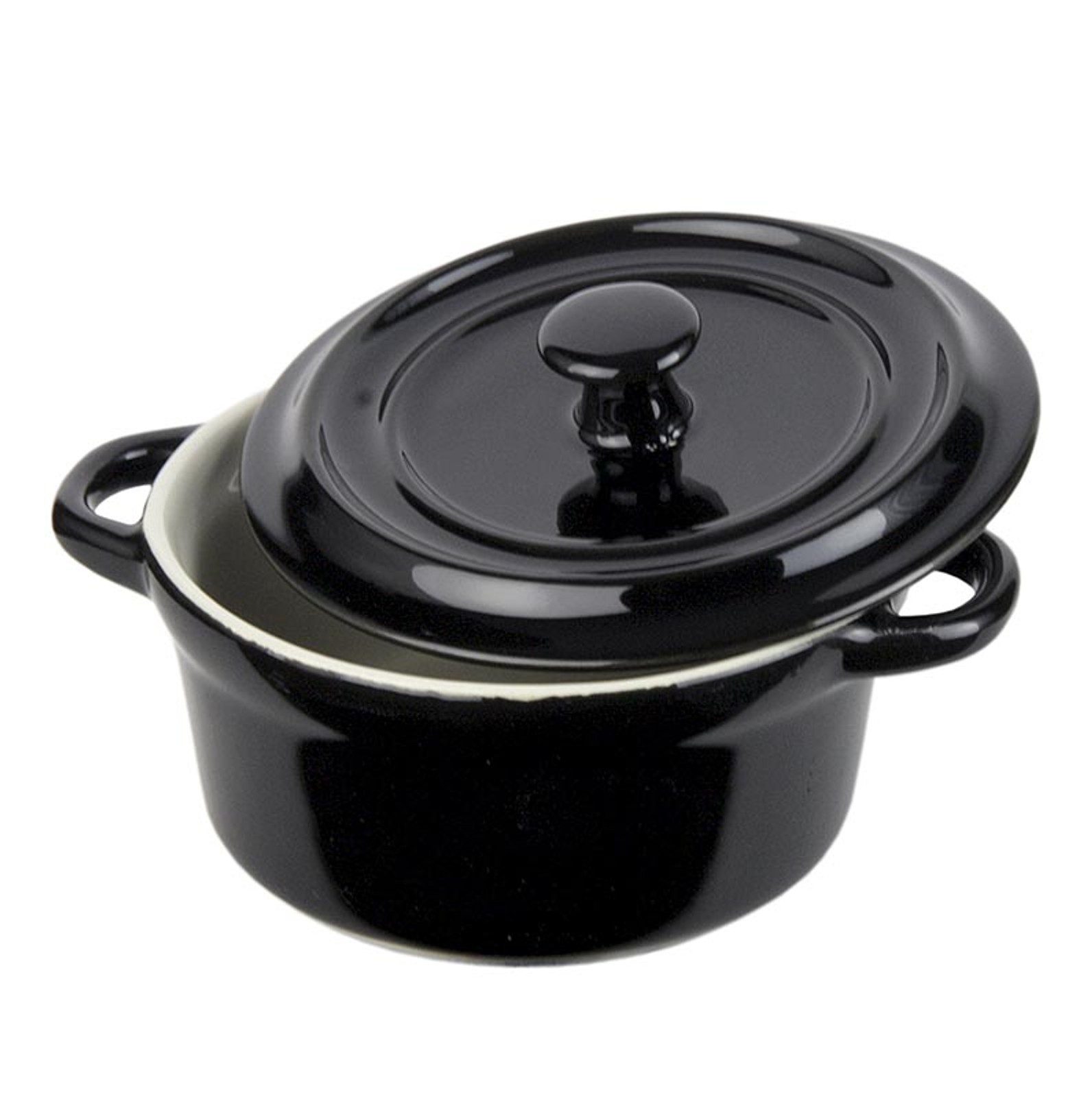 Cocotte aus Keramik, schwarz, mit Deckel, 250 ml, ø 10,5cm, 5 cm hoch