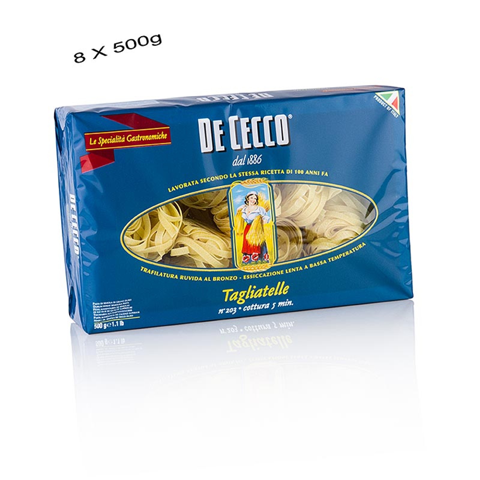 De Cecco Tagliatelle, No.203, 4 kg, 8 x 500g PASTA · NÜSSE · MEHL etc