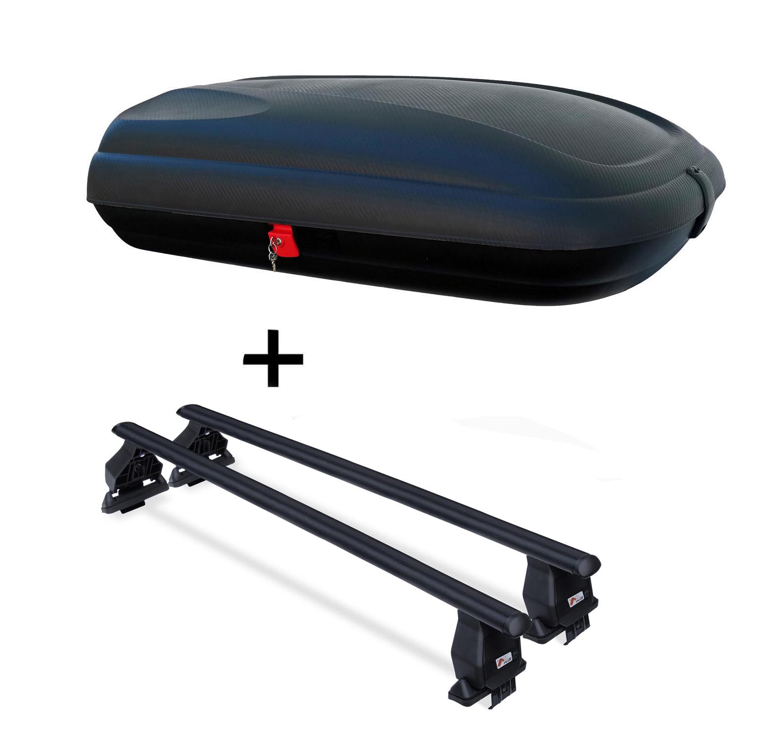 Caja de Techo VDPBA320 320L Carbon Look + Baca Menabo Tema Para Fiat