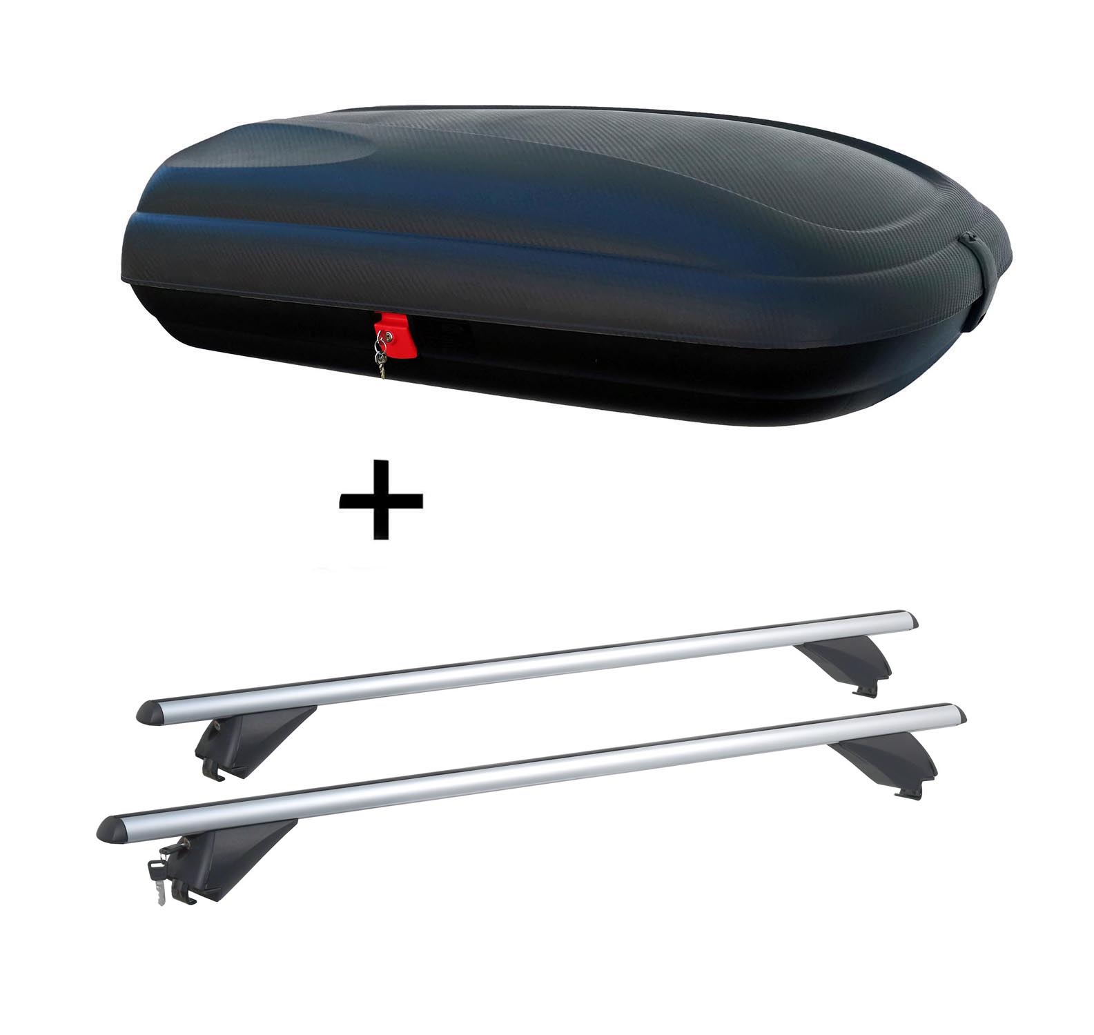 Dachbox VDPBA320 320Ltr Carbonlook Abschließbar Dachträger Rapid Kompatibel Mit Skoda Fabia III Kombi (NJ) (5Türer) Ab 15