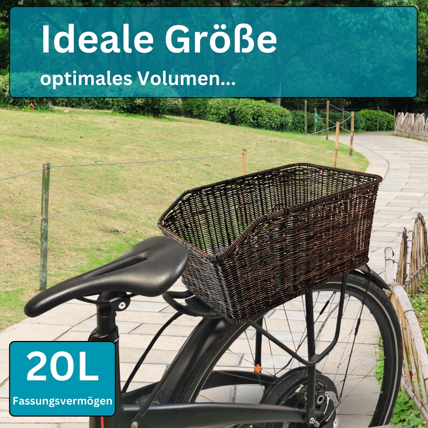 Fahrradkorb hinten XXL Kunststoff Rattan Schultaschenkorb Gepcktrgerkorb  | eBay