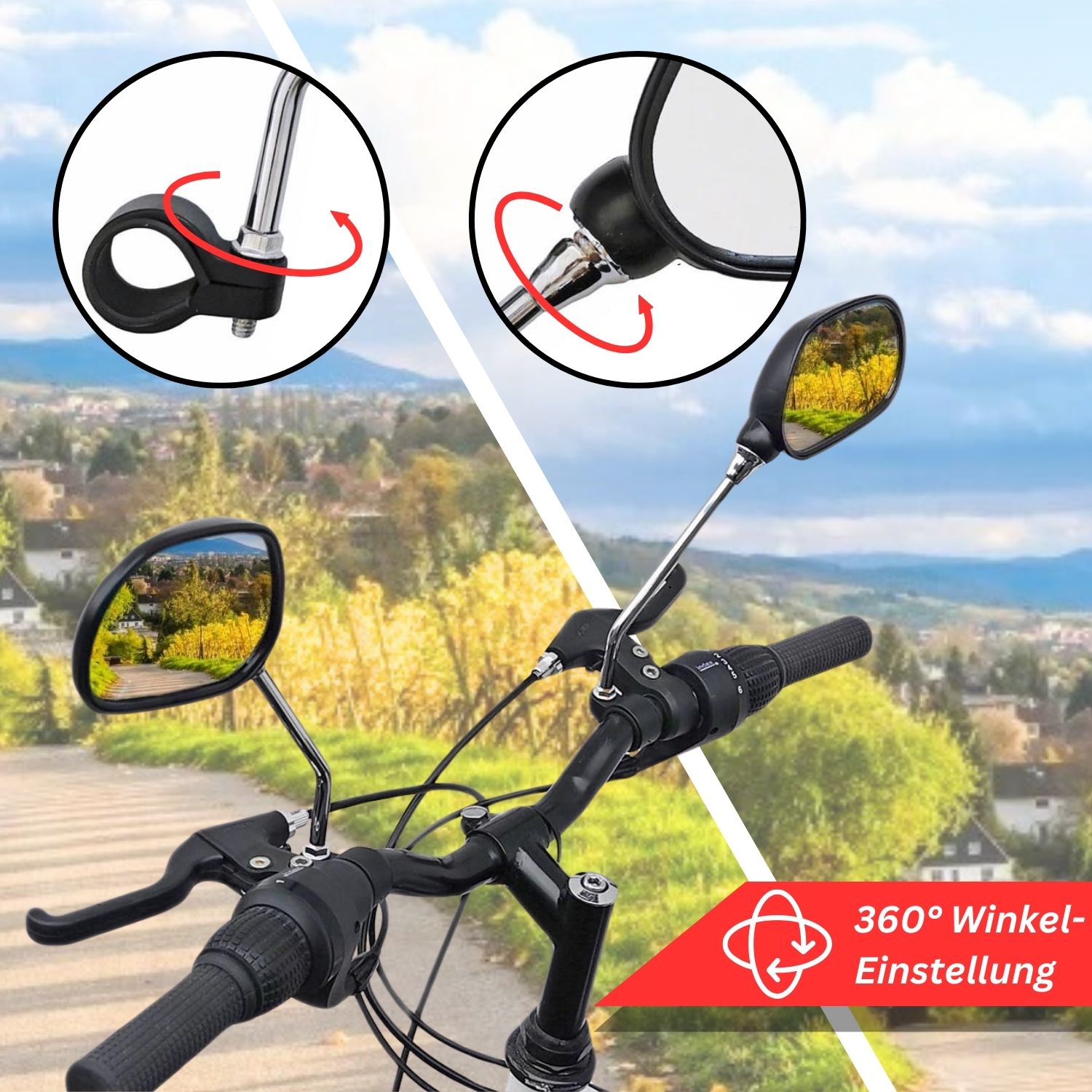 Fahrrad Rückspiegel 360° Drehbar - Sicherheit Für E-Bike & Mountainbike