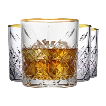 Pasabahce Timeless Golden Whiskygläser - 4-tlg. Set mit Goldrand