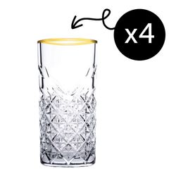 Pasabahce Timeless Golden Longdrinkgläser – 4-teiliges Set mit Goldrand