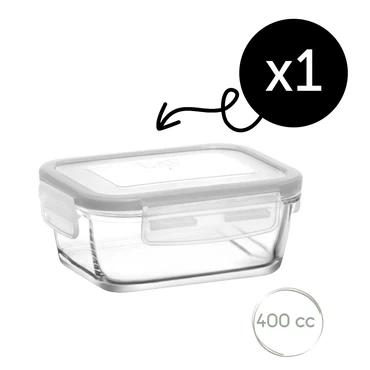 LAV Fresco Glasbehälter mit Deckel – 400 ml (13 1/2 oz), 1er Set