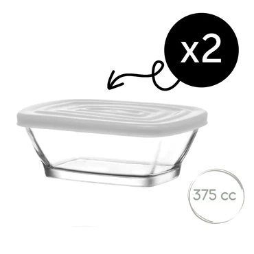LAV Defne Glasbehälter mit Deckel – 375 ml (12 3/4 oz), 2er Set