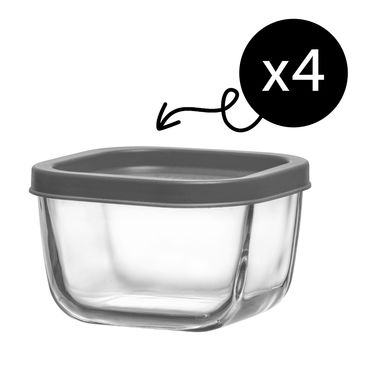 LAV Cube Lebensmittelbehälter mit Deckel - 270 ml (9 1/4 oz), 4er Set