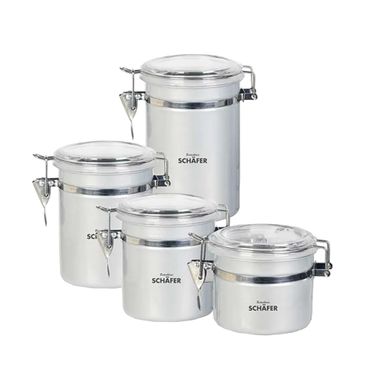 Schäfer Metallic Black/Silber/Rot Vorratsdosen-Set – 4-teilig, Farbe: Silber