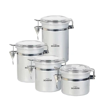 Schäfer Metallic Black/Silber/Rot Vorratsdosen-Set – 4-teilig, Farbe: Silber