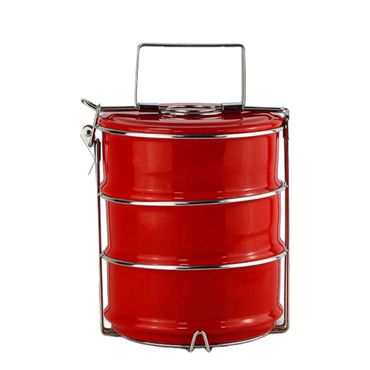 Schäfer Metallic Red Lunchbox – 3-Etagen, Ø 14,5 cm, Farbe: Rot