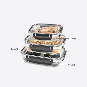 Michelino Nora 3-tlg. Frischhaltedosen-Set Rechteckig, Farbe: Grau