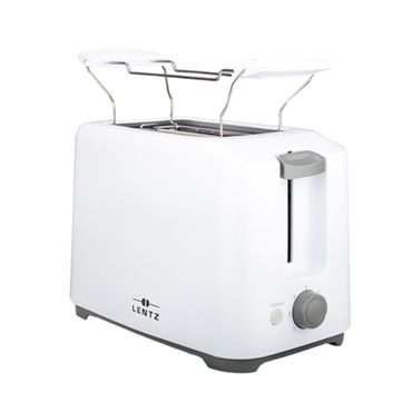 LENTZ Toaster 2-Scheiben - 700 Watt Weiß/Rot, Farbe: Weiß