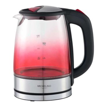Michelino Glas-Wasserkocher 1,7L mit LED-Beleuchtung, Farbe: Rot