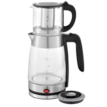 Schäfer 2-in-1 Teekocher 1,8 Liter Glas, Farbe: Silber