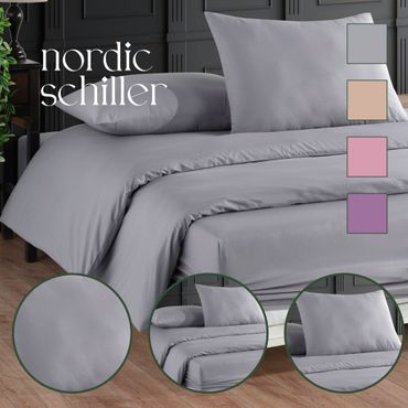 Nordic Schiller Bettwäsche-Set – 100% Baumwolle - Doppelperson, Farbe: Grau