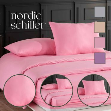 Nordic Schiller Bettwäsche-Set – 100% Baumwolle - Doppelperson, Farbe: Rosa