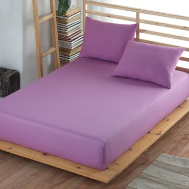 Nordic Schiller Ranforce Baumwoll-Spannbettlaken, Farbe: Lila