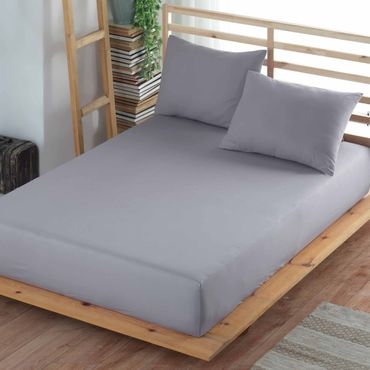 Nordic Schiller Ranforce Baumwoll-Spannbettlaken, Farbe: Grau