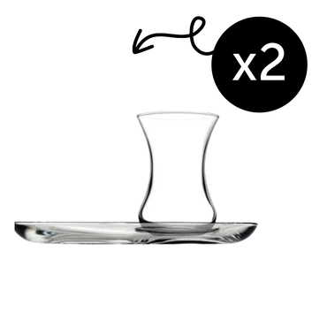 Pasabahce Incebelli Teeset, Teeglas und Untertasse, 125 ml 4er Set 