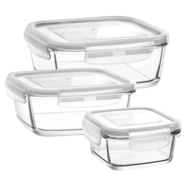 LAV Fresco Glas 3-tlg. Frischhaltedosen Set – Erhältlich in 1150 ml, 720 ml und 375 ml