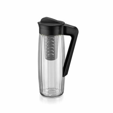 Michelino Tanja Karaffe mit Kunststoffeinsatz Riffel&-Klarglas Anthrazit 1,6L, Volumen: 1.6L, Farbe: Anthrazit