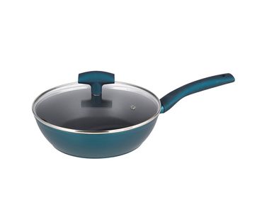 Michelino Nora Hochrandpfanne mit Deckel Ø 24cm, Durchmesser: 24cm, Farbe: Petrol