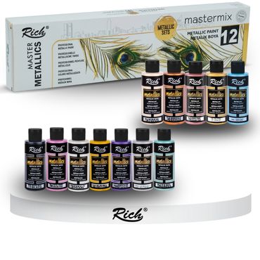RICH MASTERMIX Metallic Acrylfarben-Set 12 Farben - 60 ml alt-
