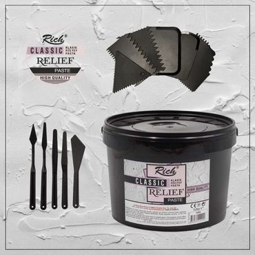 Rich Classic Relief Paste Set - 5-teilige Spachtel + 6-teilige Schaber - 3500g alt-