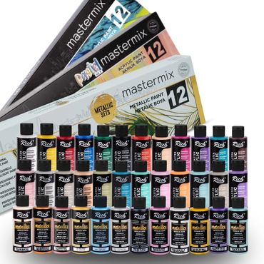 RICH MASTERMIX Acrylfarben 36 Farben Set - 60 ml (Standard, Pastell, Metallic) alt-