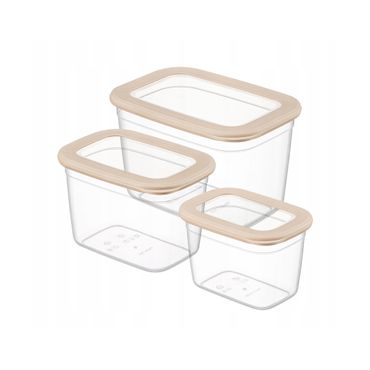 CRALEX Tosca rechteckige Lebensmittelbehälter, 3er-Set (400 ml / 670 ml / 1,2 Lt), Farbe: Milky Brown