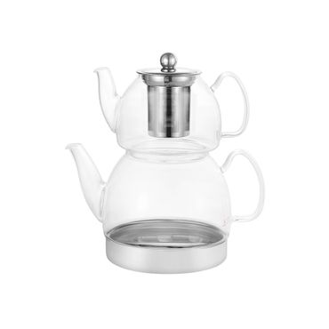 Schäfer Home Elegance Doppel-Glasthekessel Induktion 600ml/1,5L Klar, Volumen: 0.6L + 1.5L